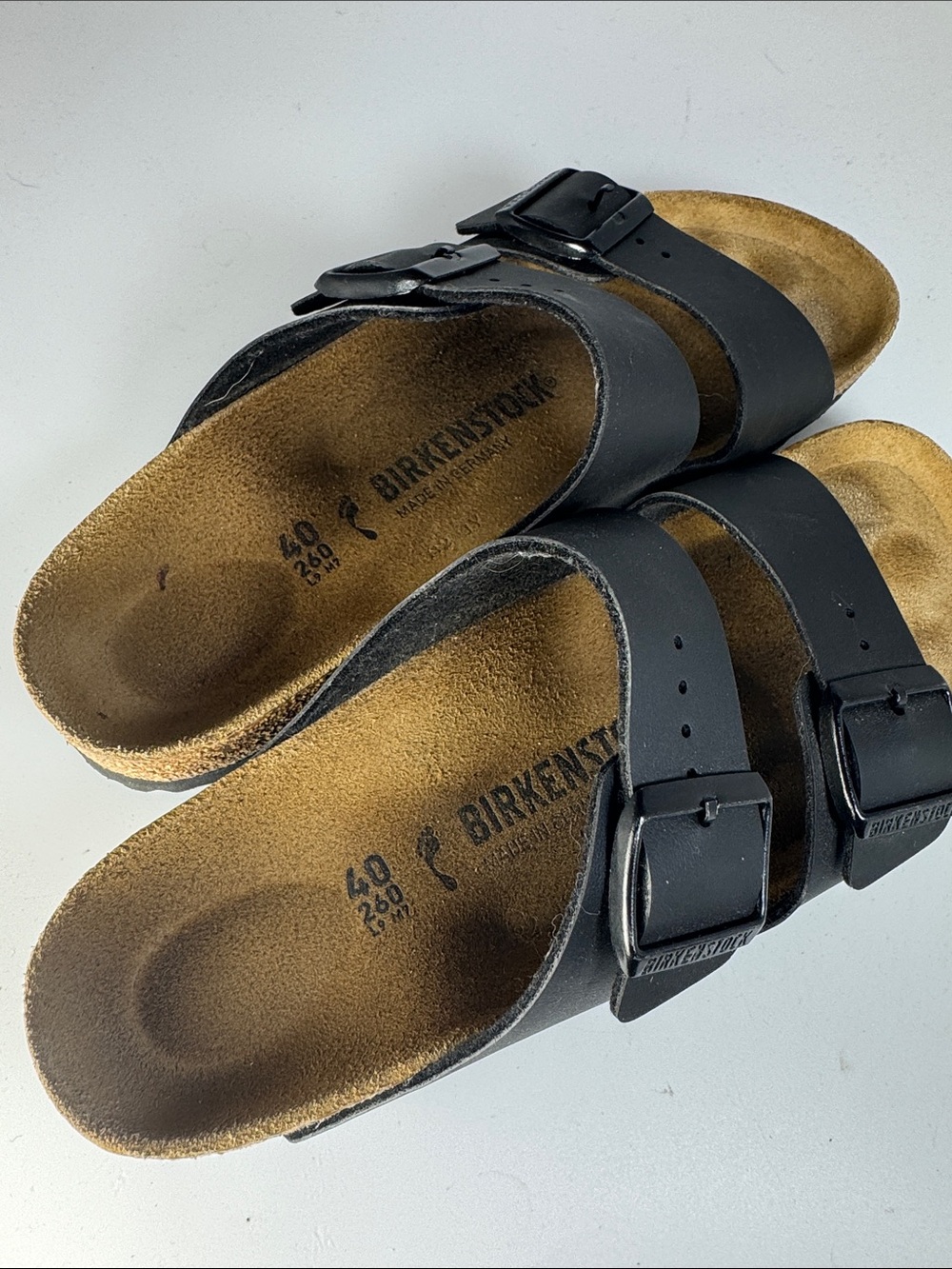 Birkenstock Double-Buckle Black Slide Sandals with Suede Footbed - Picture 2 of 5